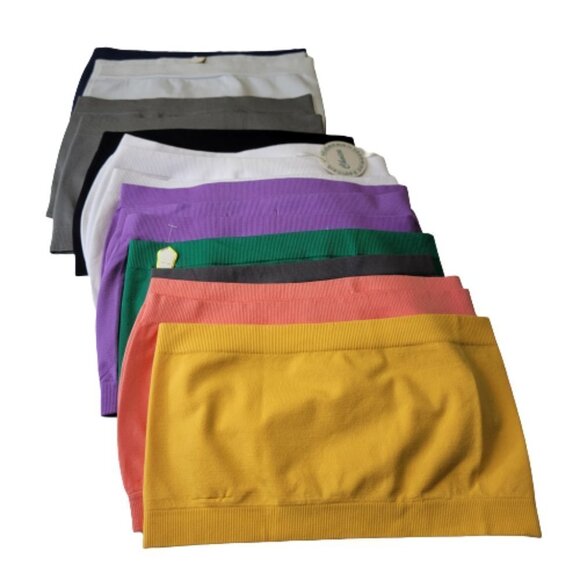 PURPLE Crop Top Stretchy Ribbed Bandeau Tube Top - One Size- NEW - Picture 7 of 7